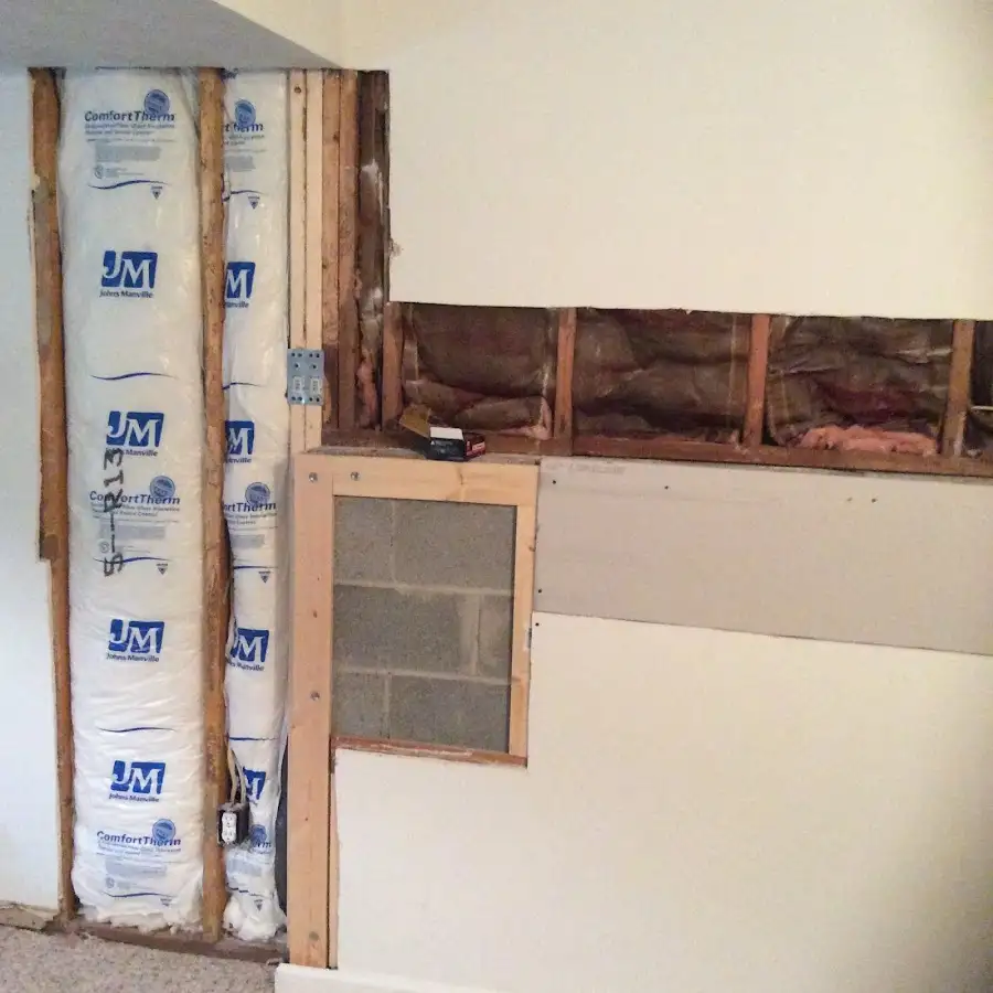 Wall insulation replacement during Basement Flood Cleanup in Cornelius